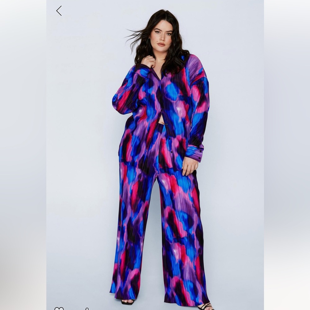 Printed Plisse two piece set